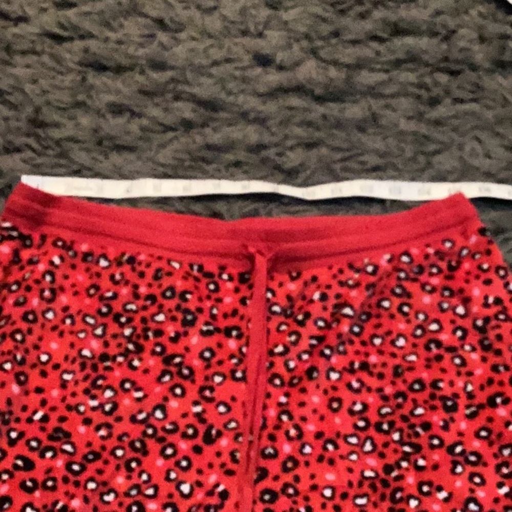 Red Leopard Print velvet, soft, joggers, pajama Pants - Picture 4 of 6